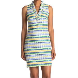 Vince Camuto bullet shift ruffle v-neck dress. NWOT